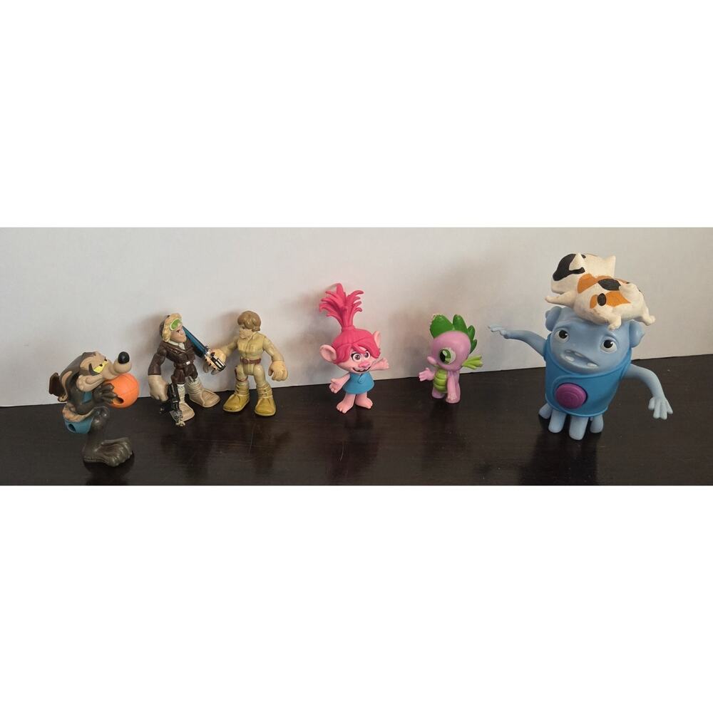 Collection Of Small Action Figure Toys Trolls, Star Wars, Home, My Little Pony
